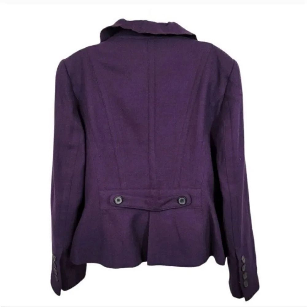 NEW Zara Woman Wool Blend Ruffle Neck Blazer Jacket in Plum Purple Size XL - Picture 5 of 13